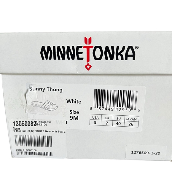 NWB MINNETONKA Sunny White Leather Flip Flop Thong Sandals Shoes Women’s Size 9 - Picture 4 of 7